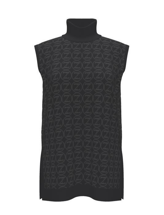 Inaugural Logo Turtleneck Vest - Black and Gray